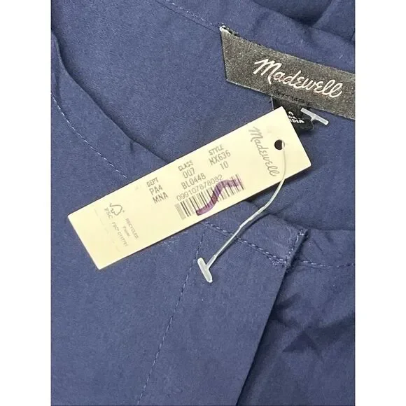 Madewell Tie-Waist Midi Shirtdress Midnight Navy Size 10 NWT NX636 - Picture 9 of 12